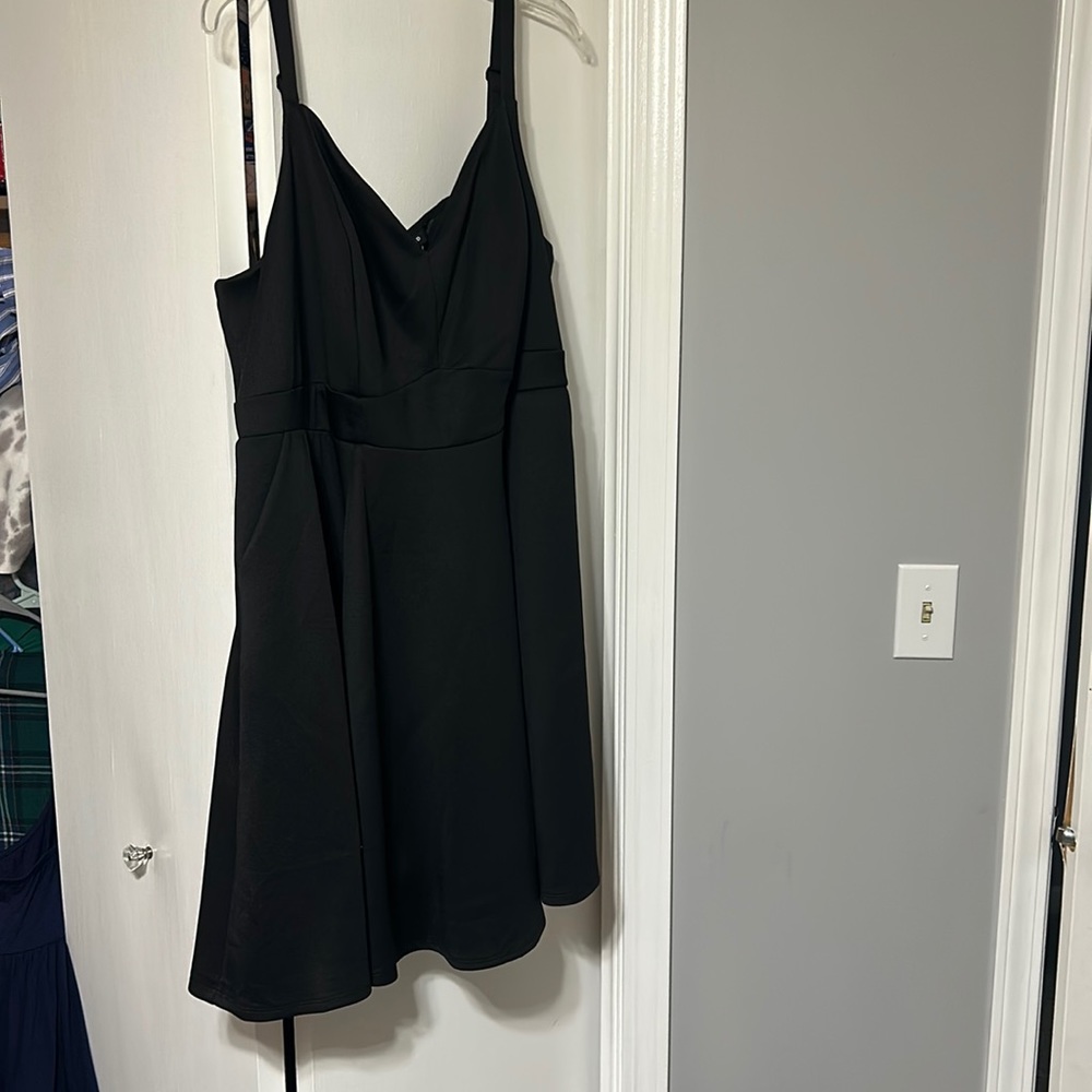 Torrid 4 Black skater dress w/ laced back and pockets